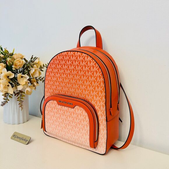 Michael Kors Jaycee Medium Ombré Signature Logo Backpack Red Clay main image 7